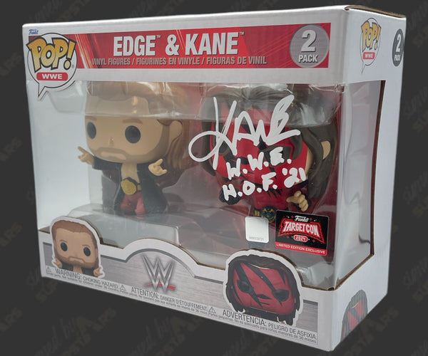 Kane signed WWE Funko POP Figure 2pack