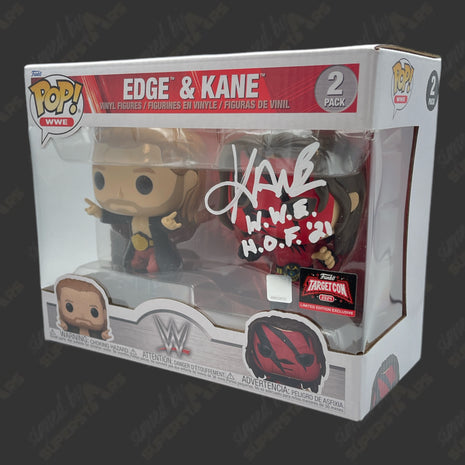 Kane signed WWE Funko POP Figure 2pack