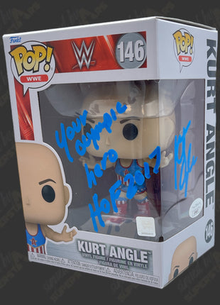 Kurt Angle signed WWE Funko POP Figure #146 (w/ JSA)