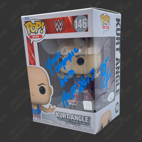 Kurt Angle signed WWE Funko POP Figure #146 (w/ JSA)