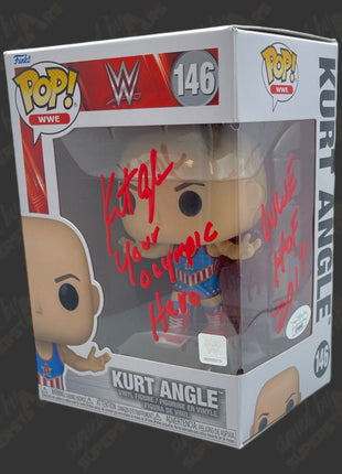 Kurt Angle signed WWE Funko POP Figure #146 (w/ JSA)