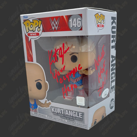 Kurt Angle signed WWE Funko POP Figure #146 (w/ JSA)