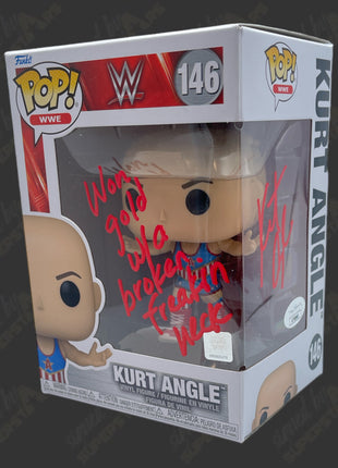 Kurt Angle signed WWE Funko POP Figure #146 (w/ JSA)