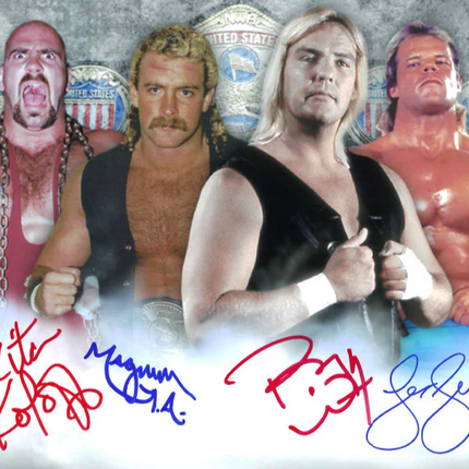 Nikita Koloff, Magnum TA, Barry Windham & Lex Luger quad signed 8x10 P ...