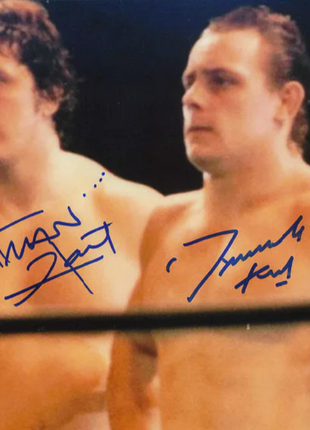 Bret Hart & Dynamite Kid dual signed 8x10 Photo (w/ JSA)