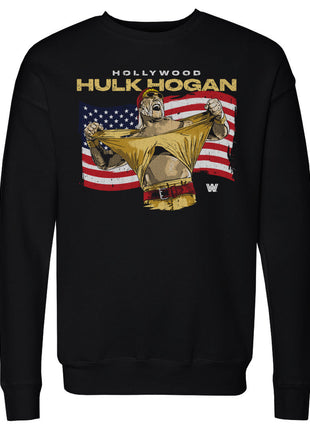 Hulk Hogan Hollywood Flag Men's WWE Crewneck Sweatshirt