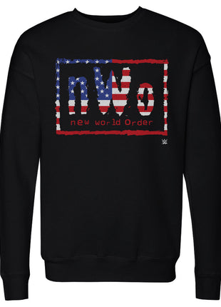 nWo WWE Logo American Flag Men's WWE Crewneck Sweatshirt