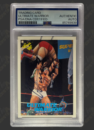 Ultimate Warrior signed 1990 WWF Classic Trading Card (w/ PSA Encapsulated)