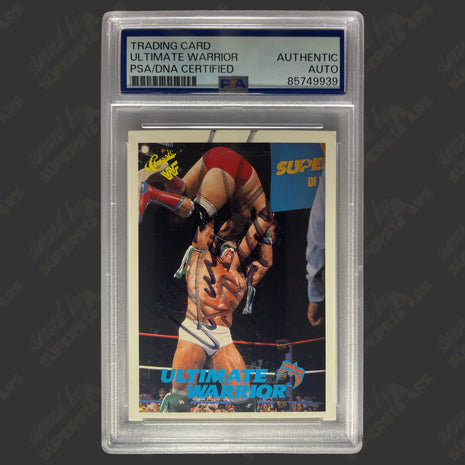 Ultimate Warrior signed 1990 WWF Classic Trading Card (w/ PSA Encapsulated)