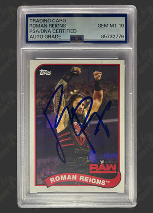 Roman Reigns signed 2018 Topps WWE Trading Card (w/ PSA Encapsulated)