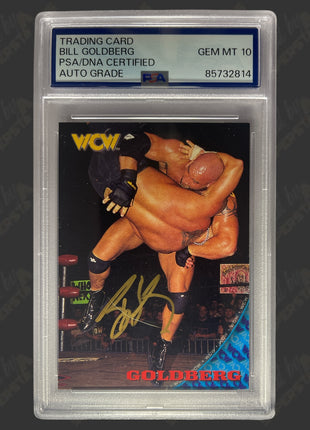 Bill Goldberg signed 1998 WCW Trading Card (w/ PSA Encapsulated)