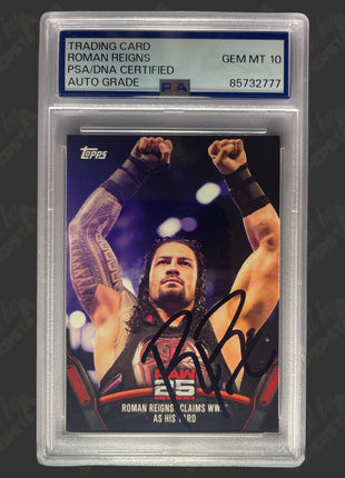 Roman Reigns signed 2018 Topps WWE Trading Card (w/ PSA Encapsulated)