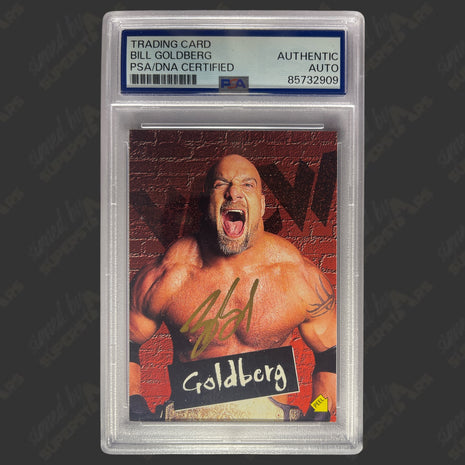 Bill Goldberg signed 1998 WCW Trading Card (w/ PSA Encapsulated)