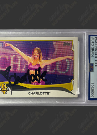 Charlotte Flair signed 2014 Topps WWE/NXT Trading Card (w/ PSA Encapsulated)