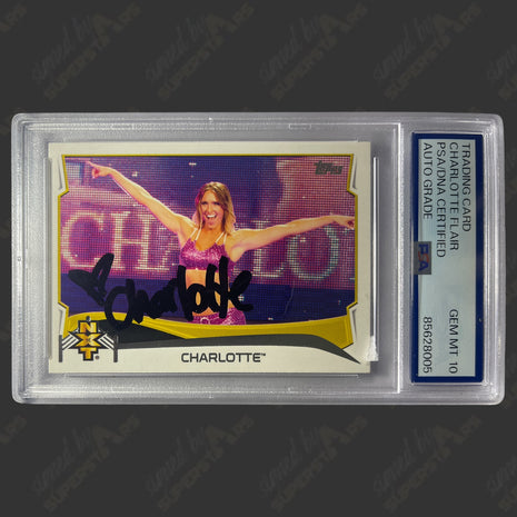 Charlotte Flair signed 2014 Topps WWE/NXT Trading Card (w/ PSA Encapsulated)
