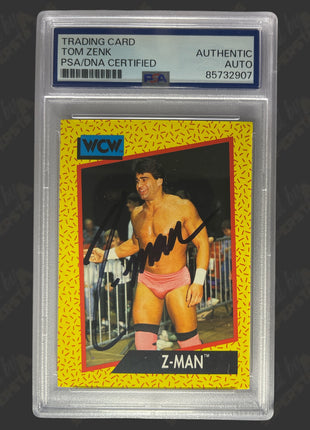 Tom Zenk signed 1991 WCW Trading Card (w/ PSA Encapsulated)