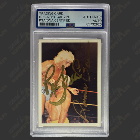 Ric Flair & Ronnie Garvin dual signed NWA Trading Card (w/ PSA Encapsulated)