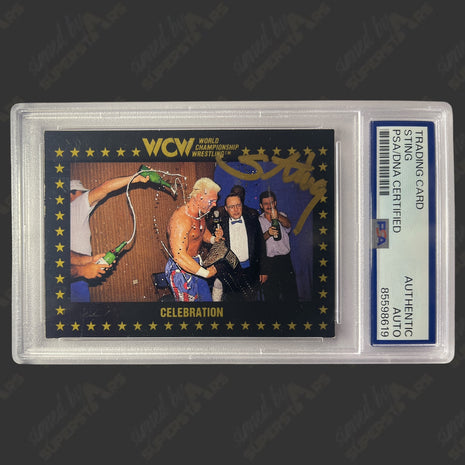 Sting signed 1991 WCW Trading Card (w/ PSA Encapsulated)