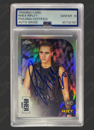 Rhea Ripley signed 2020 Topps WWE Chrome Trading Card (w/ PSA Encapsulated)