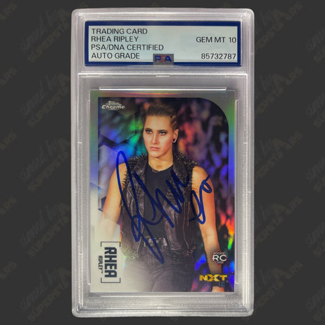 Rhea Ripley signed 2020 Topps WWE Chrome Trading Card (w/ PSA Encapsulated)