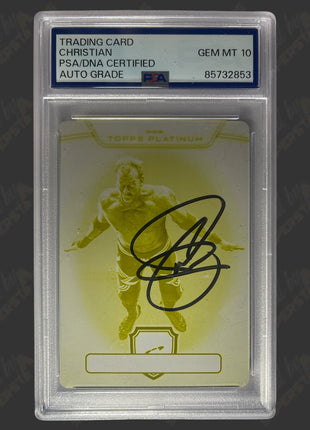 Christian signed 2010 Topps WWE Trading Card 1/1 Metal Printing Plate (w/ PSA Encapsulated)