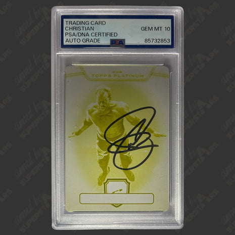 Christian signed 2010 Topps WWE Trading Card 1/1 Metal Printing Plate (w/ PSA Encapsulated)