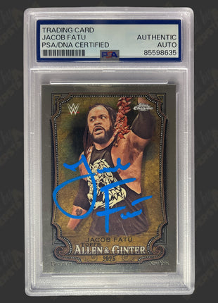 Jacob Fatu signed 2025 Topps Chrome WWE Trading Card (w/ PSA Encapsulated)