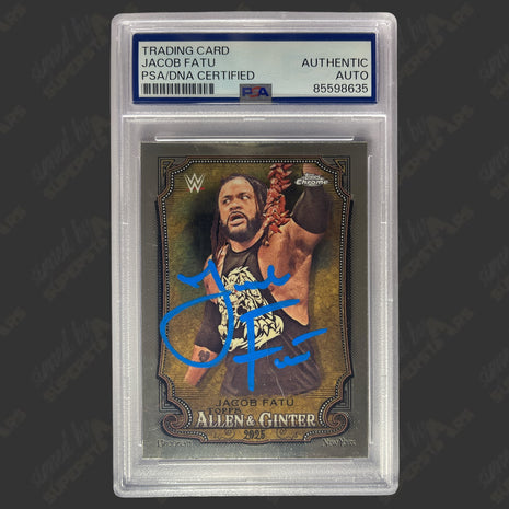 Jacob Fatu signed 2025 Topps Chrome WWE Trading Card (w/ PSA Encapsulated)