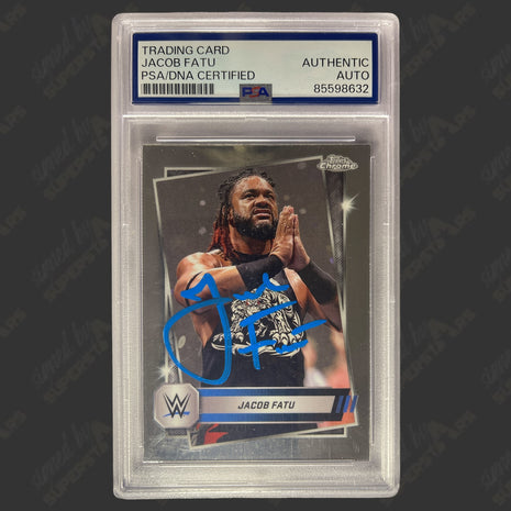 Jacob Fatu signed 2025 Topps Chrome WWE Trading Card (w/ PSA Encapsulated)