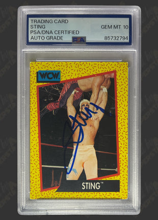 Sting signed 1991 WCW Trading Card (w/ PSA Encapsulated)