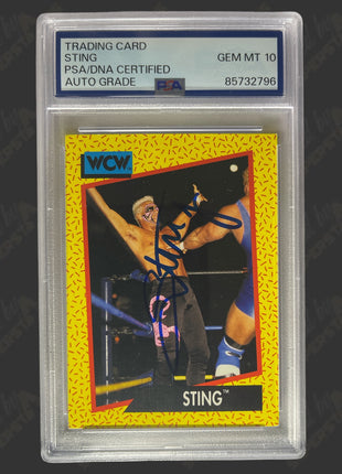 Sting signed 1991 WCW Trading Card (w/ PSA Encapsulated)