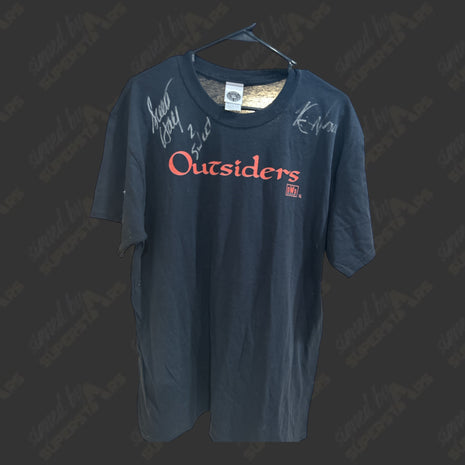 Outsiders - Scott Hall & Kevin Nash dual signed Outsiders T-Shirt (Size: )