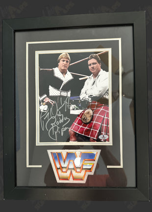 Rowdy Roddy Piper & Paul Orndorff dual signed Framed 11x14 Matted Photo (w/ Beckett)