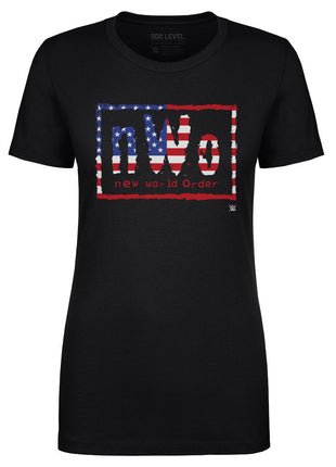 nWo WWE Logo American Flag Women's WWE T-Shirt