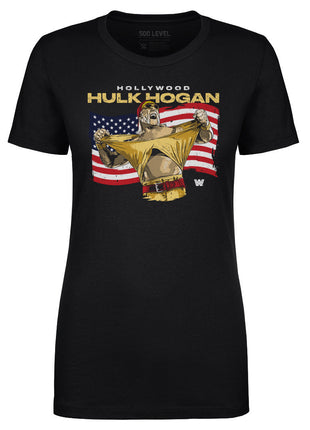 Hulk Hogan Hollywood Flag Women's WWE T-Shirt