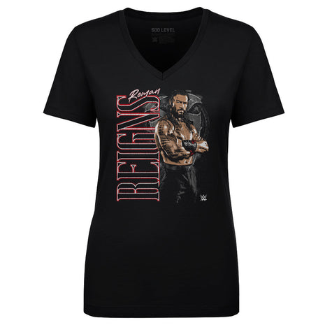 Roman Reigns WWE Vertical Name Women's WWE V-Neck T-Shirt