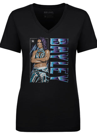 Bayley WWE Vertical Name Women's WWE V-Neck T-Shirt