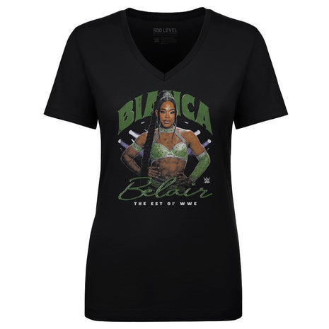 Bianca Belair Grunge Women's WWE V-Neck T-Shirt