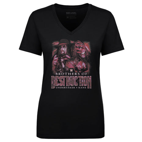 Undertaker & Kane Brothers Of Destruction Vintage Women's WWE V-Neck T-Shirt