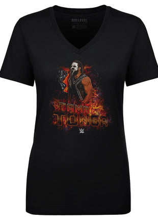 Tama Tonga WWE Flames Women's WWE V-Neck T-Shirt