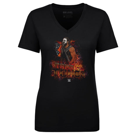 Tama Tonga WWE Flames Women's WWE V-Neck T-Shirt