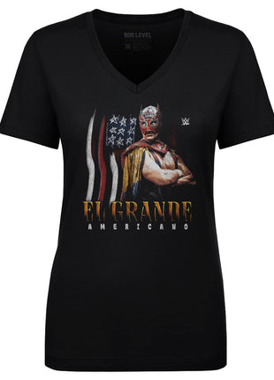 El Grande Americano WWE Flag Grunge Women's WWE V-Neck T-Shirt