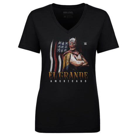 El Grande Americano WWE Flag Grunge Women's WWE V-Neck T-Shirt