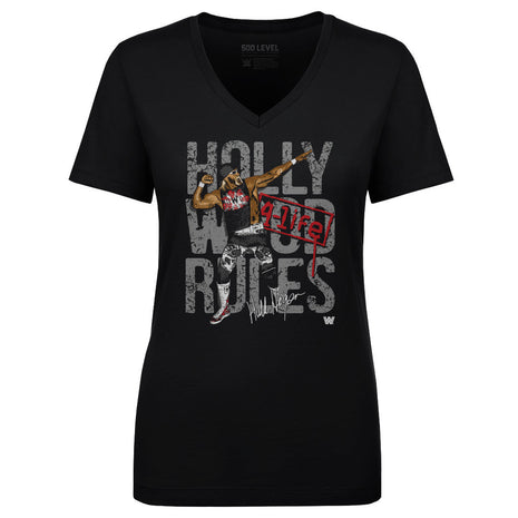 Camiseta de cuello en V para mujer de la WWE Hulk Hogan Hollywood 4-Life
