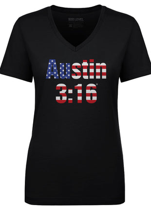 Stone Cold Steve Austin WWE 316 American Flag Women's WWE V-Neck T-Shirt
