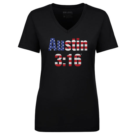 Stone Cold Steve Austin WWE 316 American Flag Women's WWE V-Neck T-Shirt
