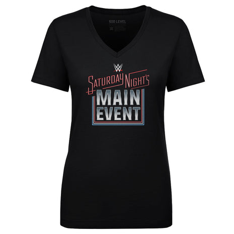 WWE Saturday Night's Main Event 2024 Logo Women's WWE V-Neck T-Shirt