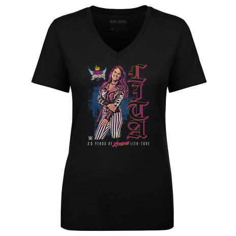 Lita 25th Anniversary Vertical WWE Women's V-Neck T-Shirt