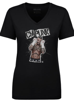 CM Punk Grunge Women's WWE V-Neck T-Shirt