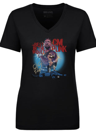 CM Punk Stencil Women's WWE V-Neck T-Shirt